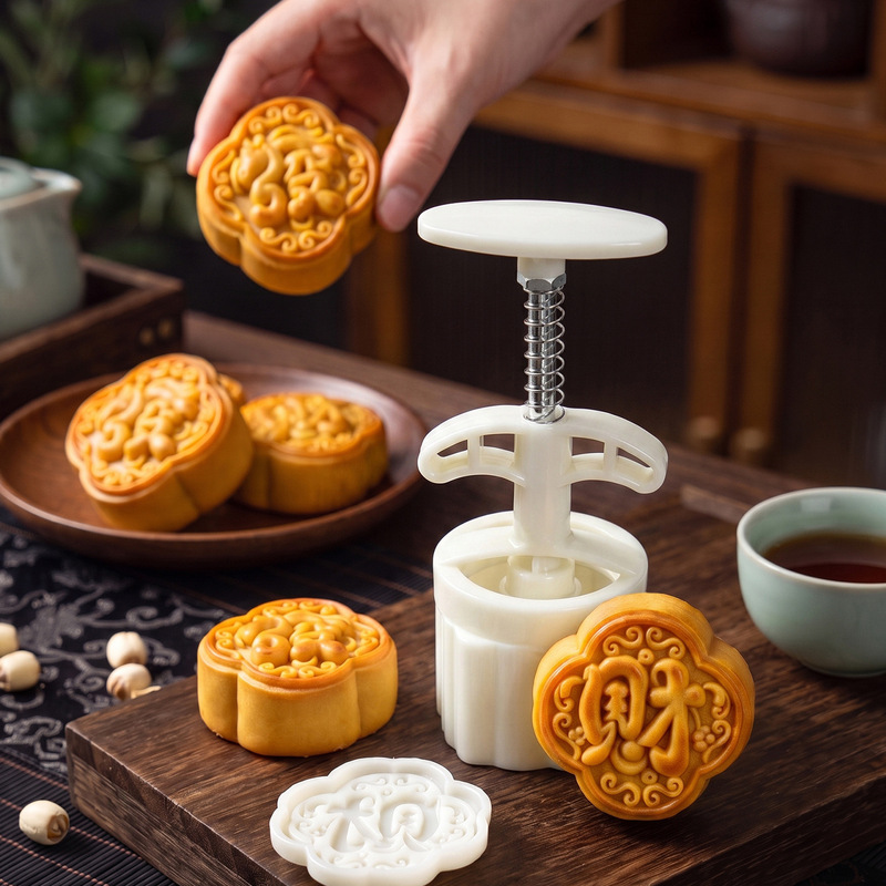 Food Or Snacks - Instant Wealth Chinese Pattern Mooncake Mold