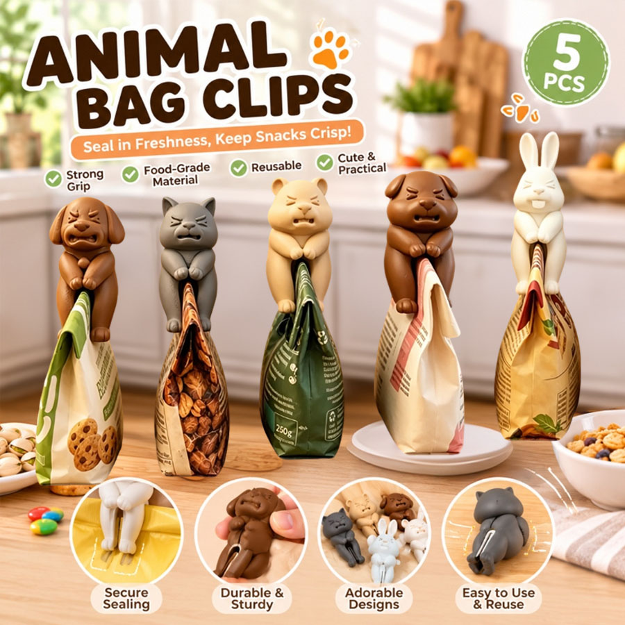 Food Snacks Gifts - 3D Animal Snack Bag Clips 1/5