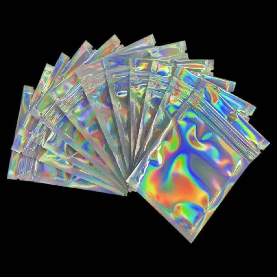 Food Or Snacks - 100pcs Smell Proof Bags Mylar Holographic