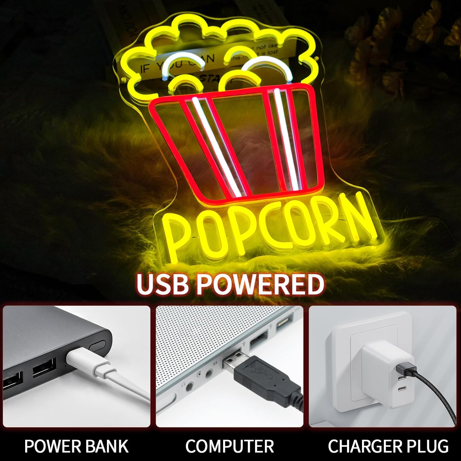 Popcorn Neon Sign Dimmable Foo - đánh giá và giá Snacks Food Video