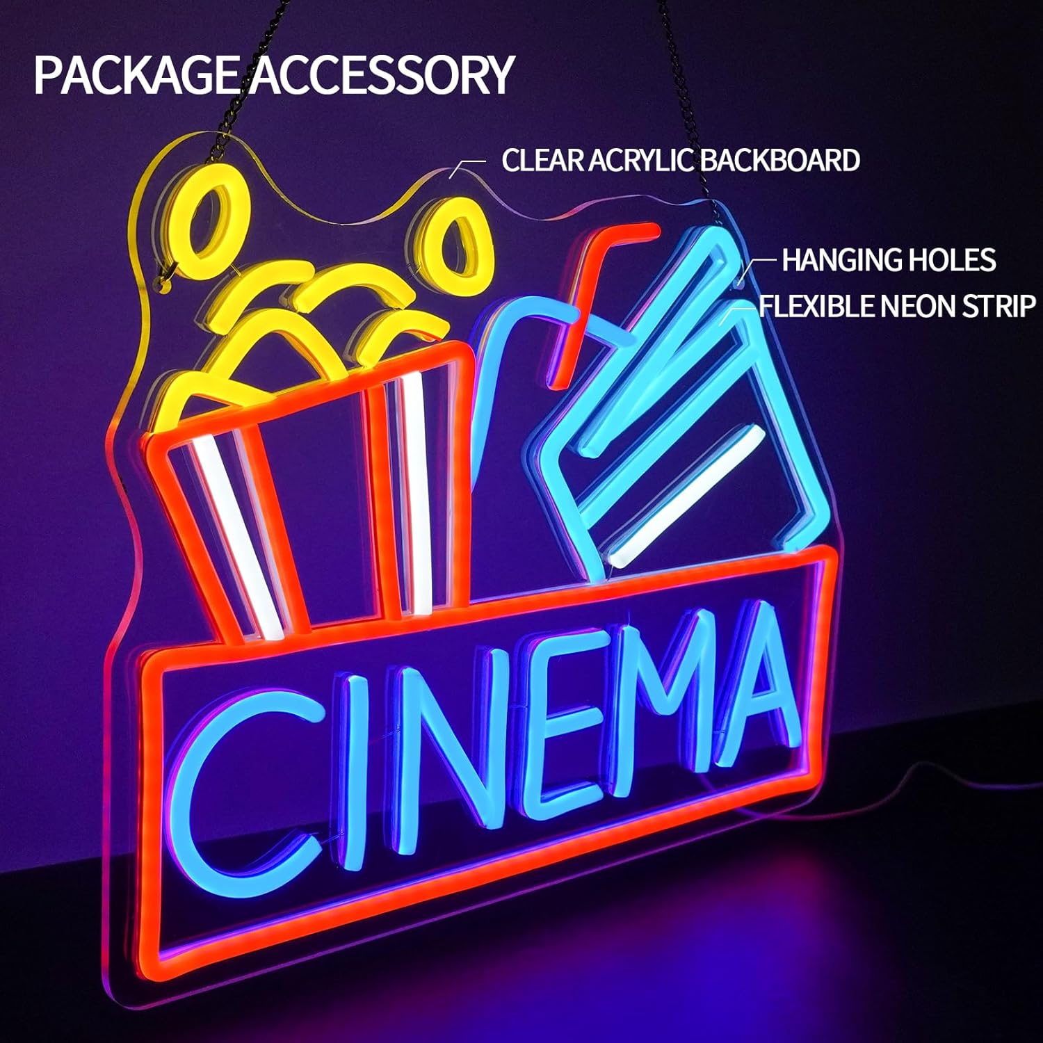 Popcorn Neon Sign Dimmable Foo - đánh giá và giá Snacks Food Video